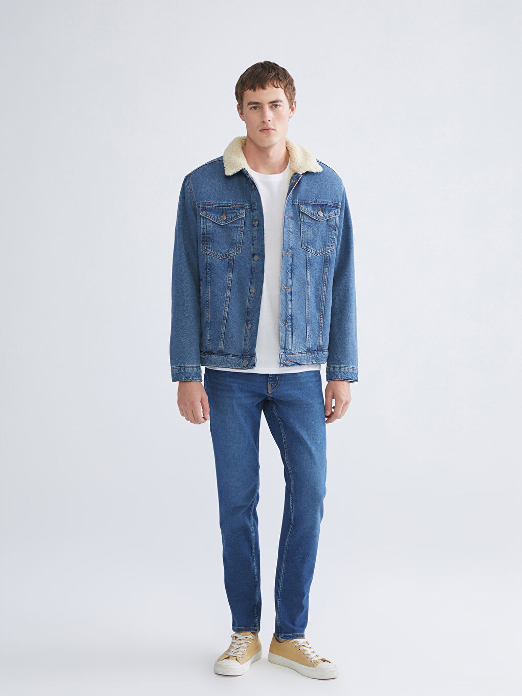 İndigo Standart Kalıp Erkek Jean Ceket-1