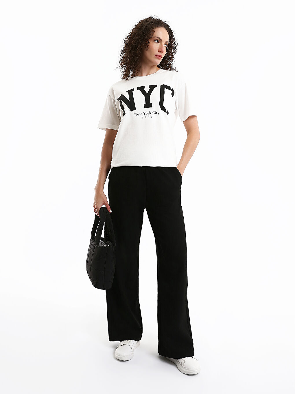 Pantalon à Taille Élastiquée à Jambe Large pour Femmes