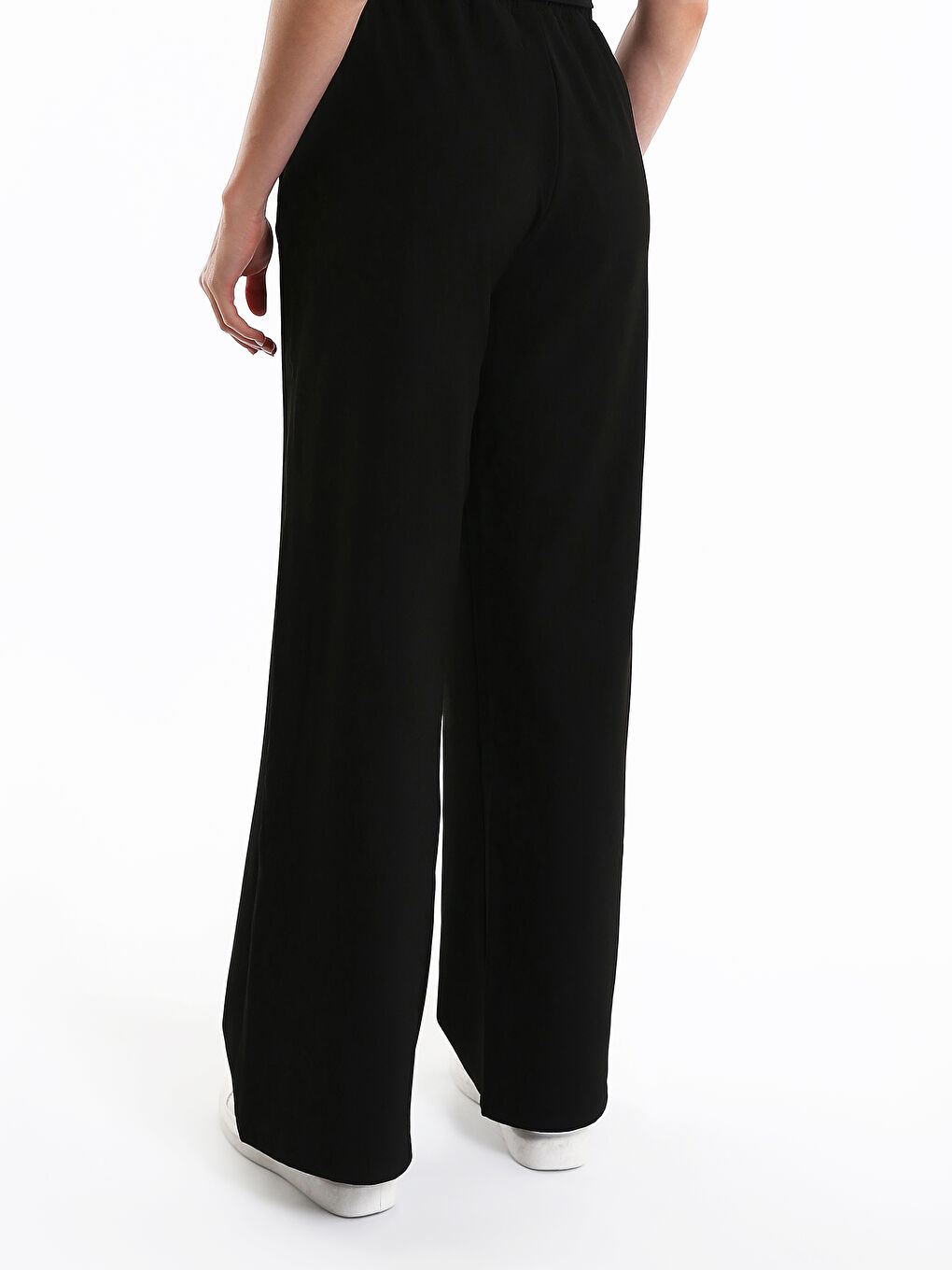 Pantalon à Taille Élastiquée à Jambe Large pour Femmes-4