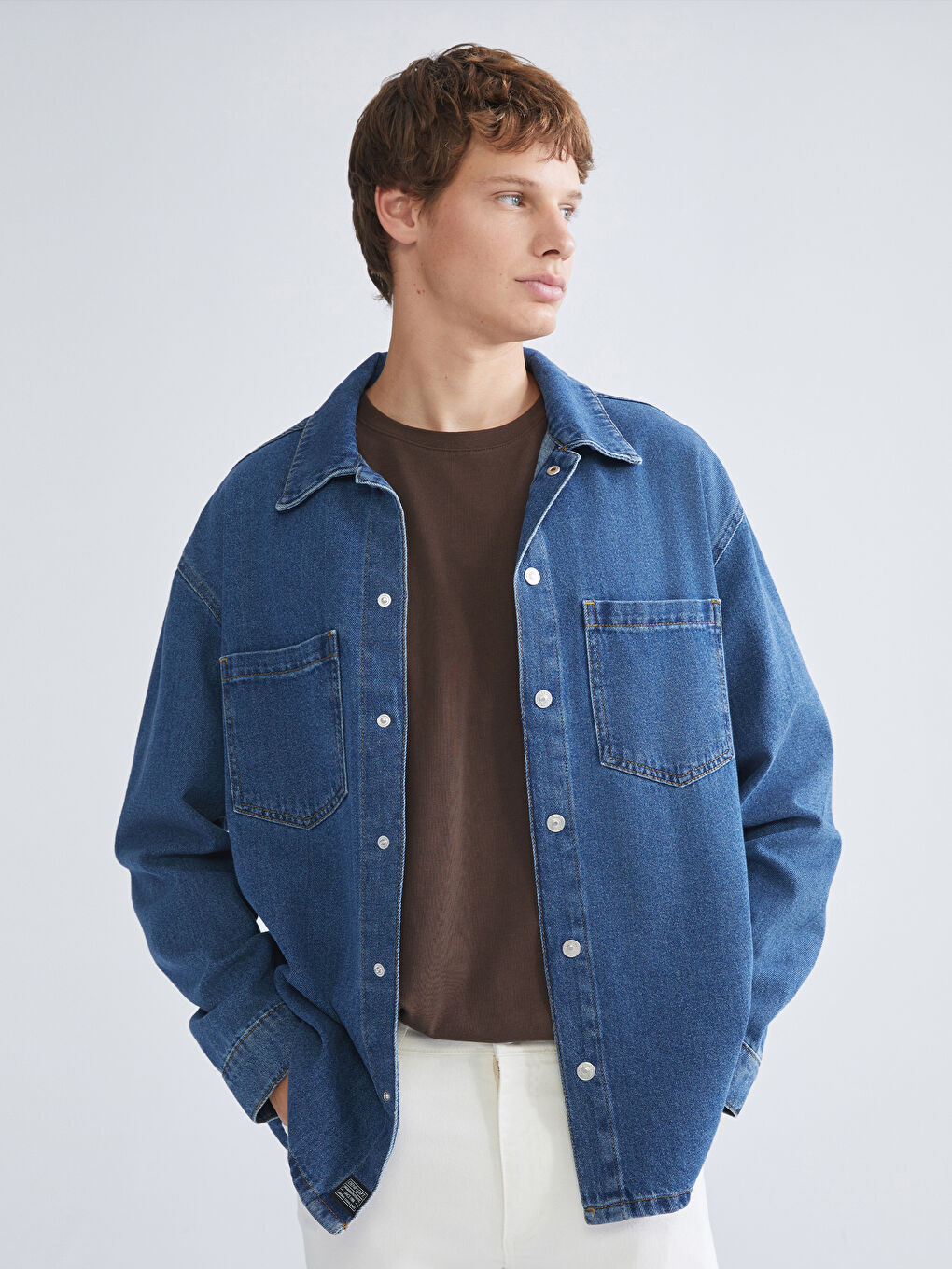 LCW Jeans Relaxed Fit Long Sleeve Men's Denim Shirt -W5G165Z8-309