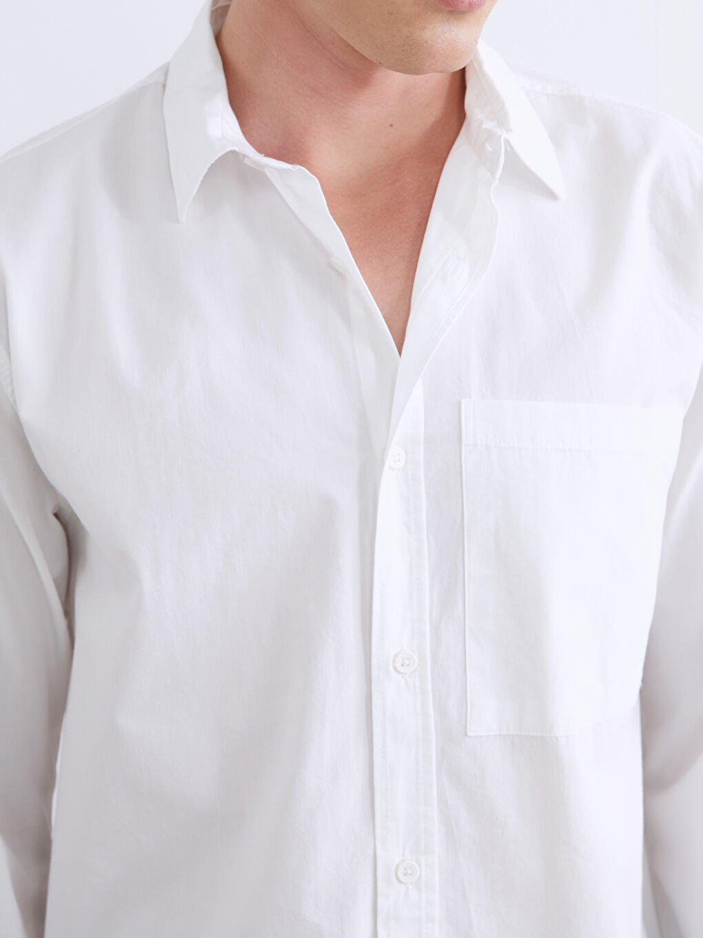 Ерлерге арналған ұзын жеңді поплин жейде-2