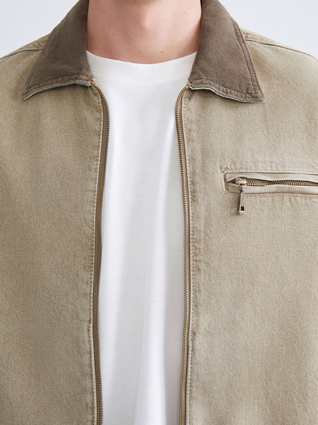 Bej Rahat Kalıp Erkek Jean Ceket-2