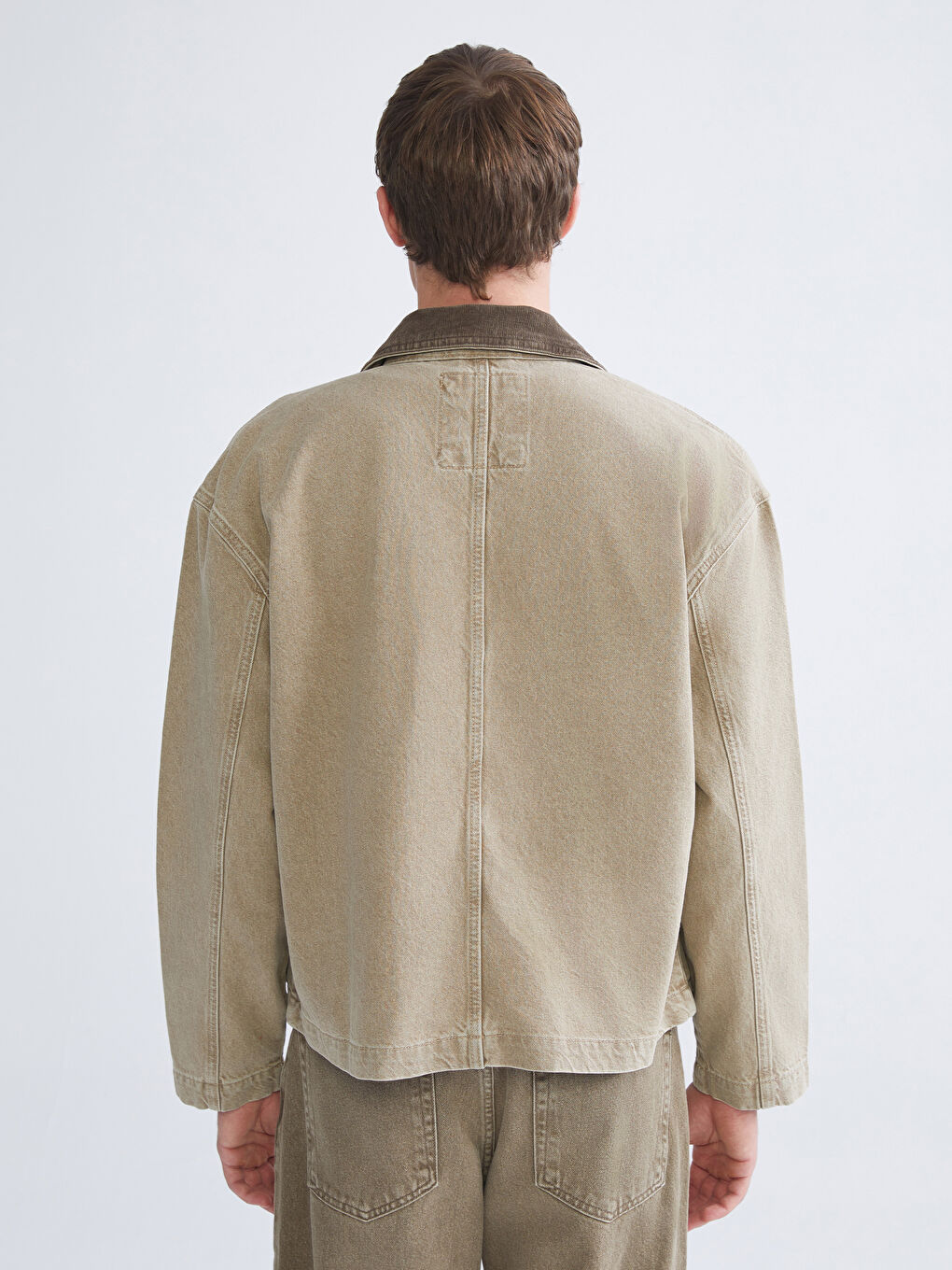 Bej Rahat Kalıp Erkek Jean Ceket-3