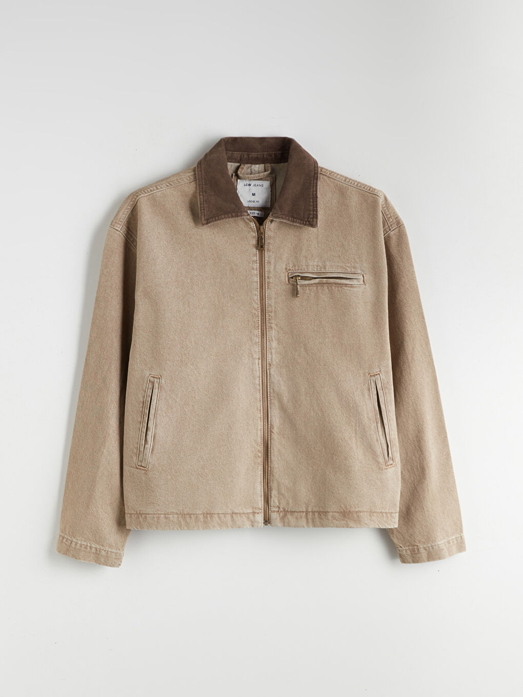 Bej Rahat Kalıp Erkek Jean Ceket-4