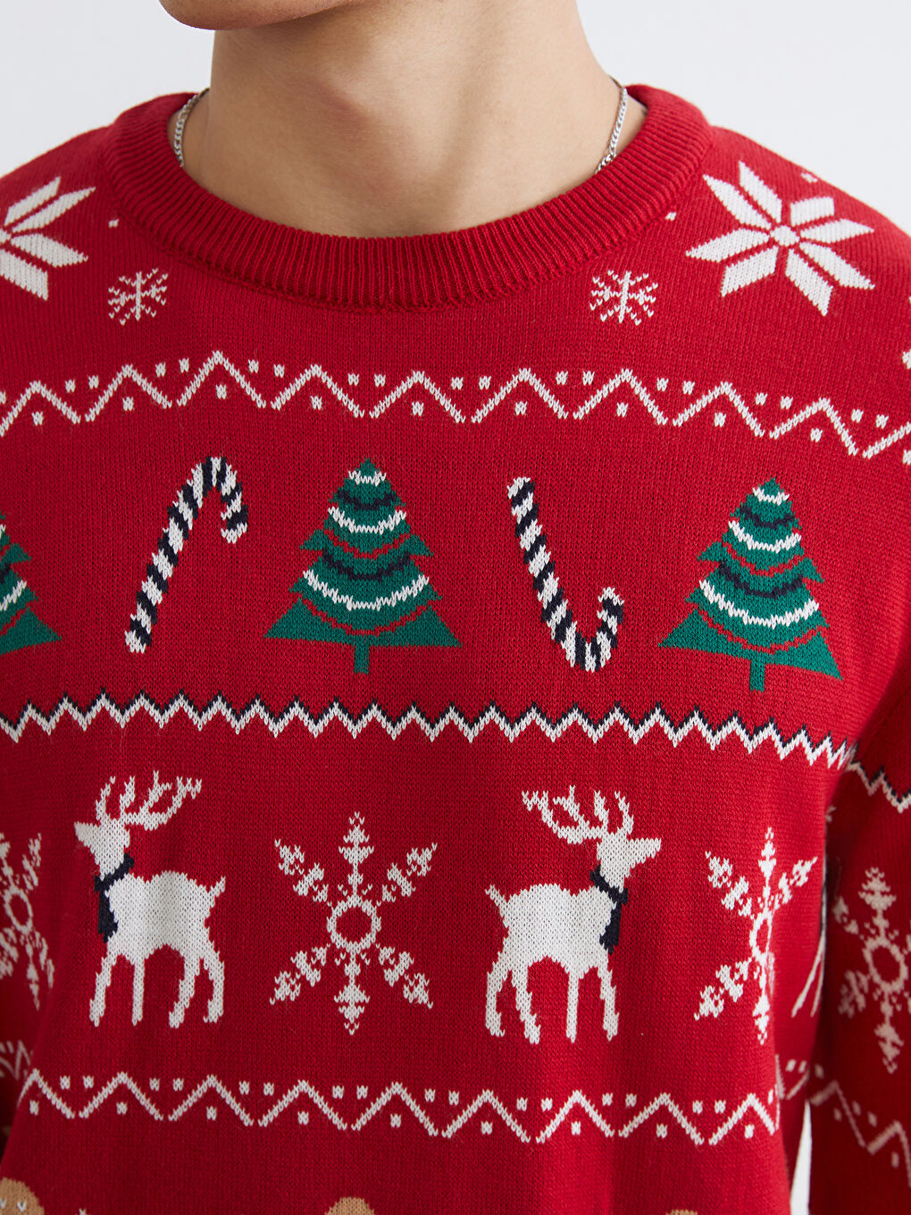 Crew Neck New Year Themed Men's Knit Sweater-2