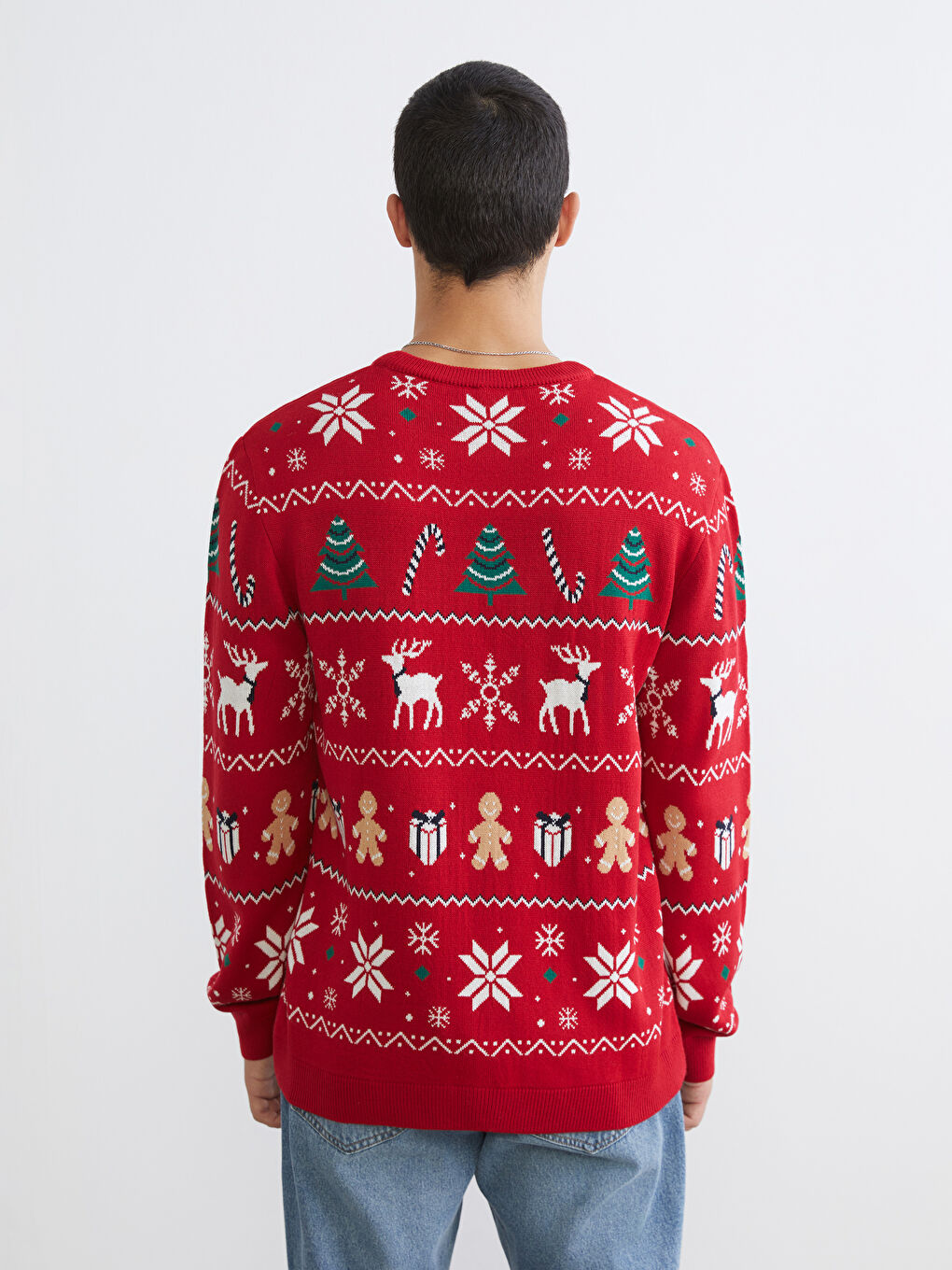 Crew Neck New Year Themed Men's Knit Sweater-3
