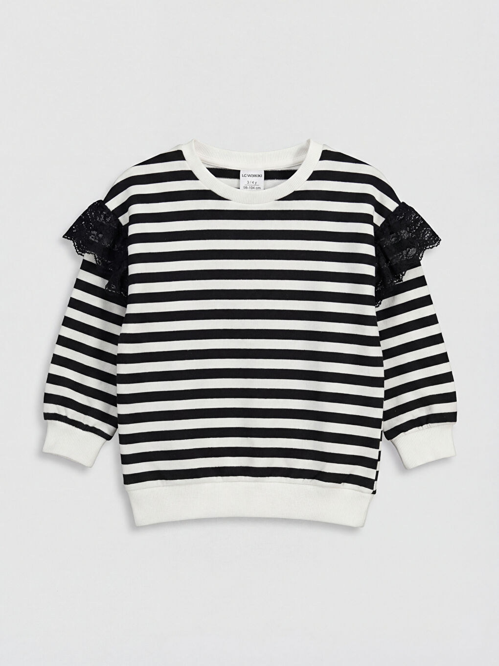 Crew Neck Striped Girls' Sweatshirt