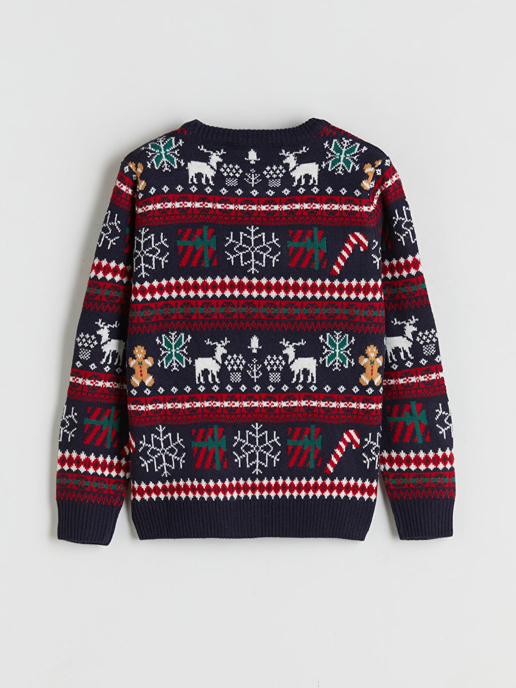 Трикотажный свитер для мальчиков с рождественской тематикой и круглым вырезом-1