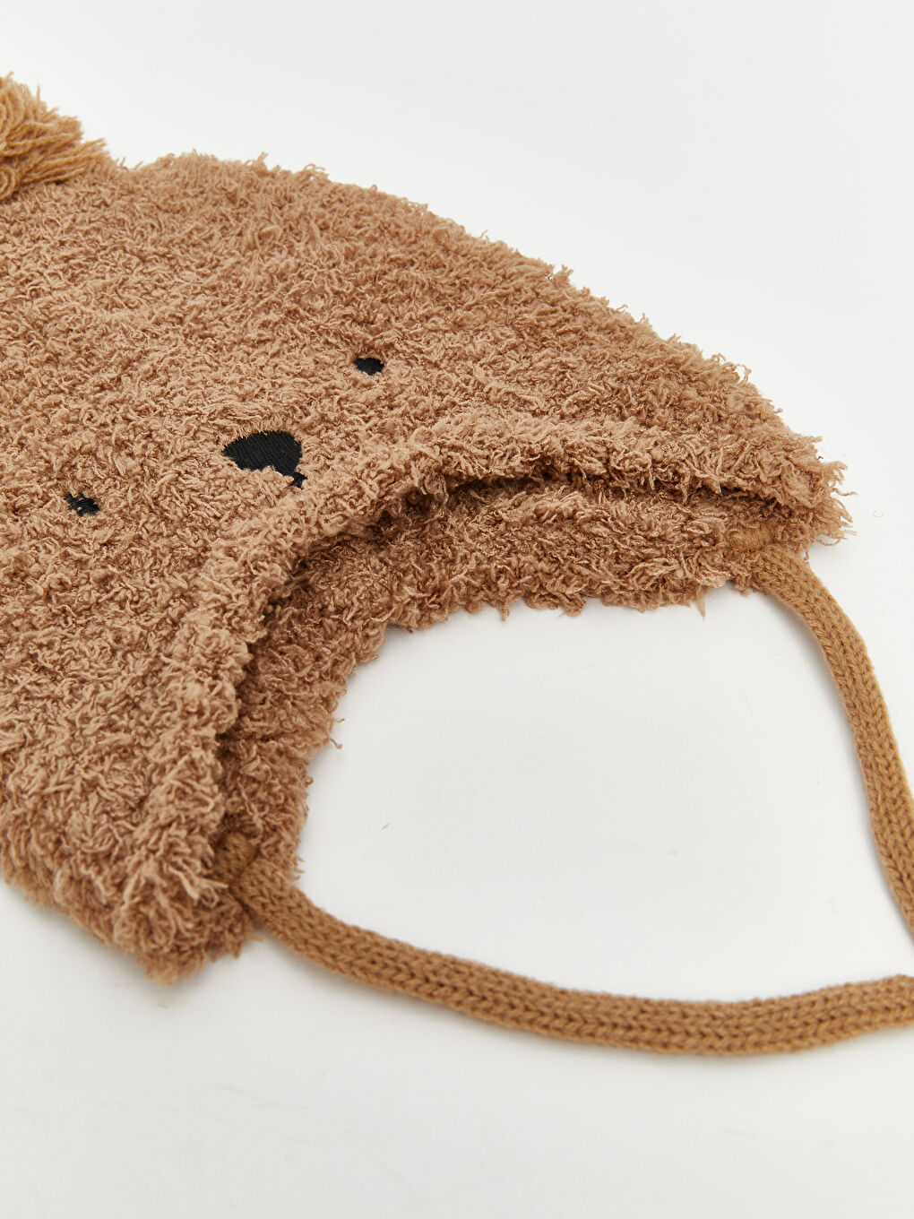 Kahverengi Hayvan Figürlü Pelüş Erkek Bebek Kar Şapkası-1
