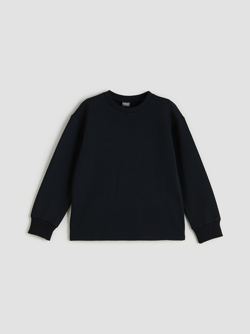 Siyah Bisiklet Yaka Basic Uzun Kollu Kız Çocuk Sweatshirt