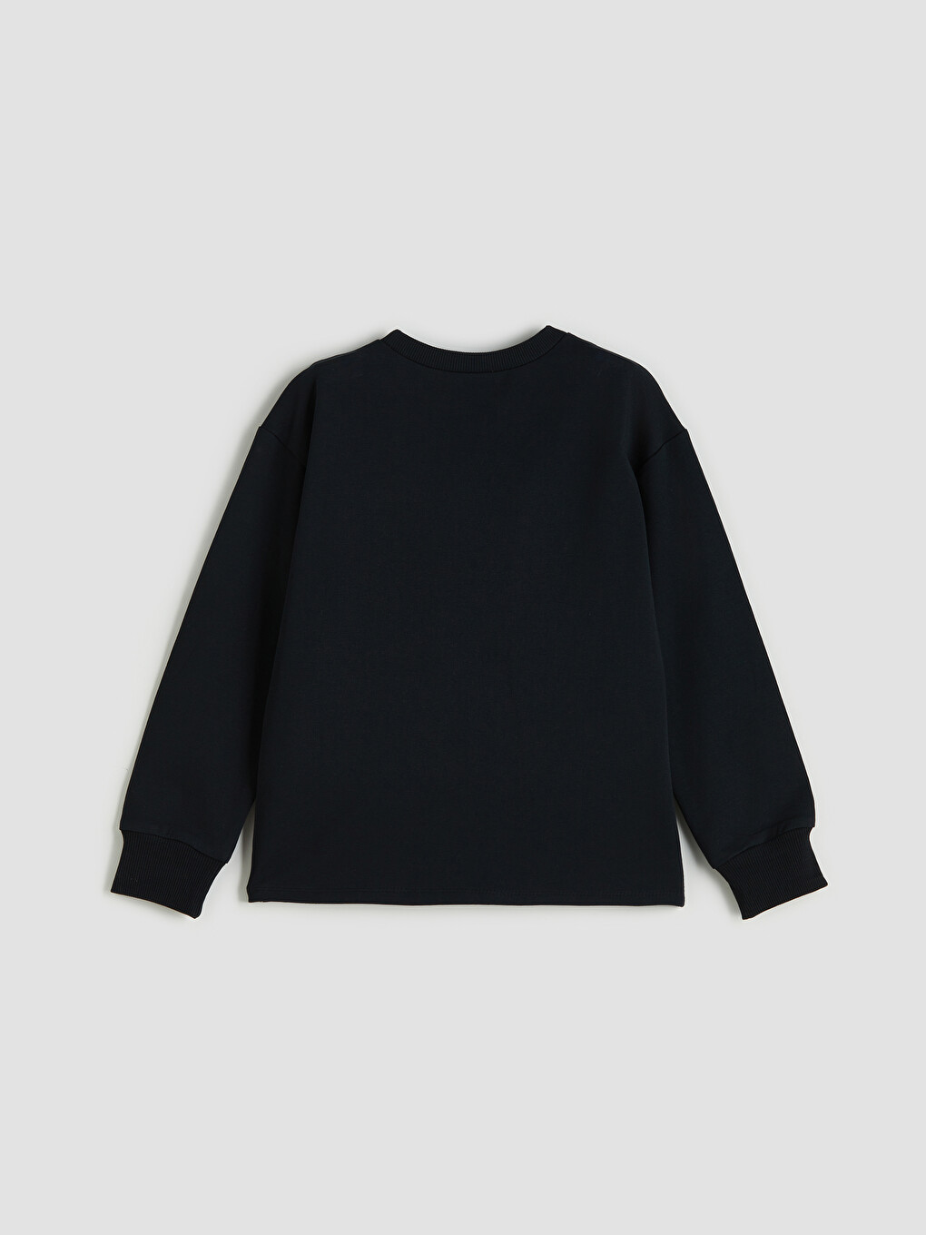 Siyah Bisiklet Yaka Basic Uzun Kollu Kız Çocuk Sweatshirt-1