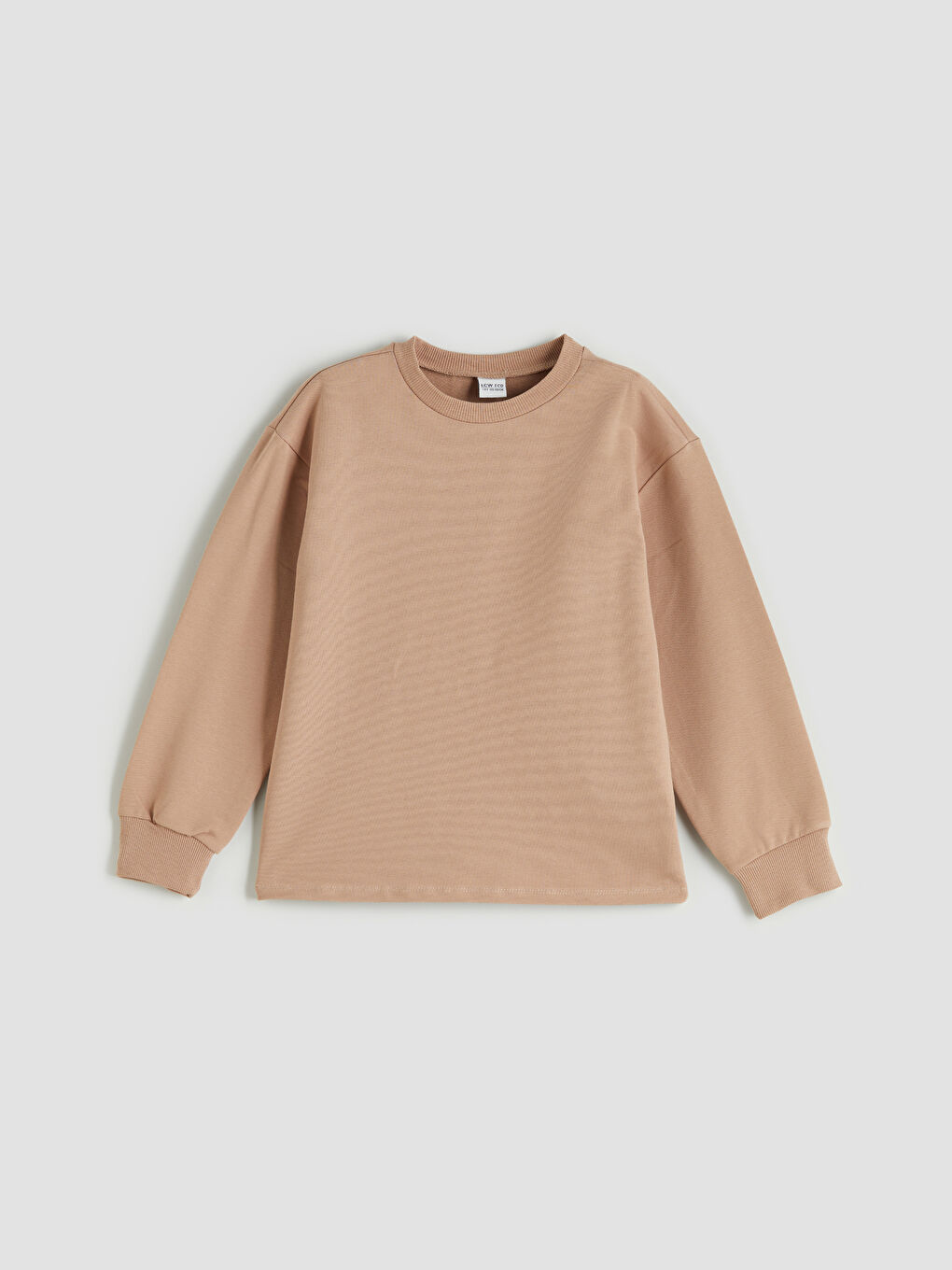 Bej Bisiklet Yaka Basic Uzun Kollu Kız Çocuk Sweatshirt