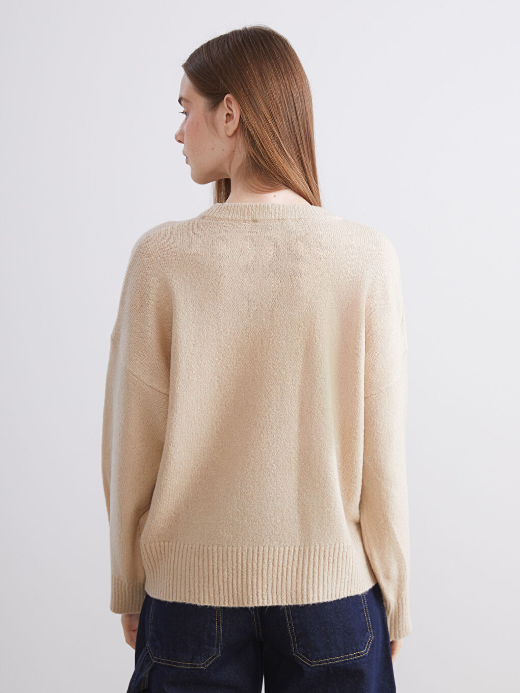 سترة تريكو واسعة بياقة دائرية للسيدات-3