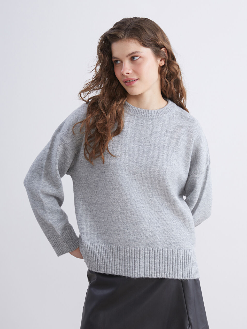Pull-over en Tricot Oversize pour Femmes à Col Rond