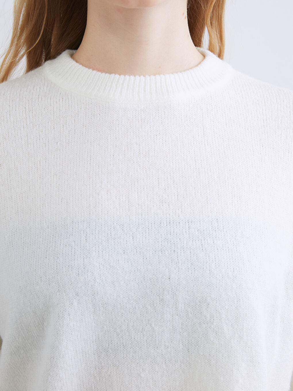 كنزة صوفية تريكو فضفاضة واسعة الحجم بياقة دائرية للنساء-5