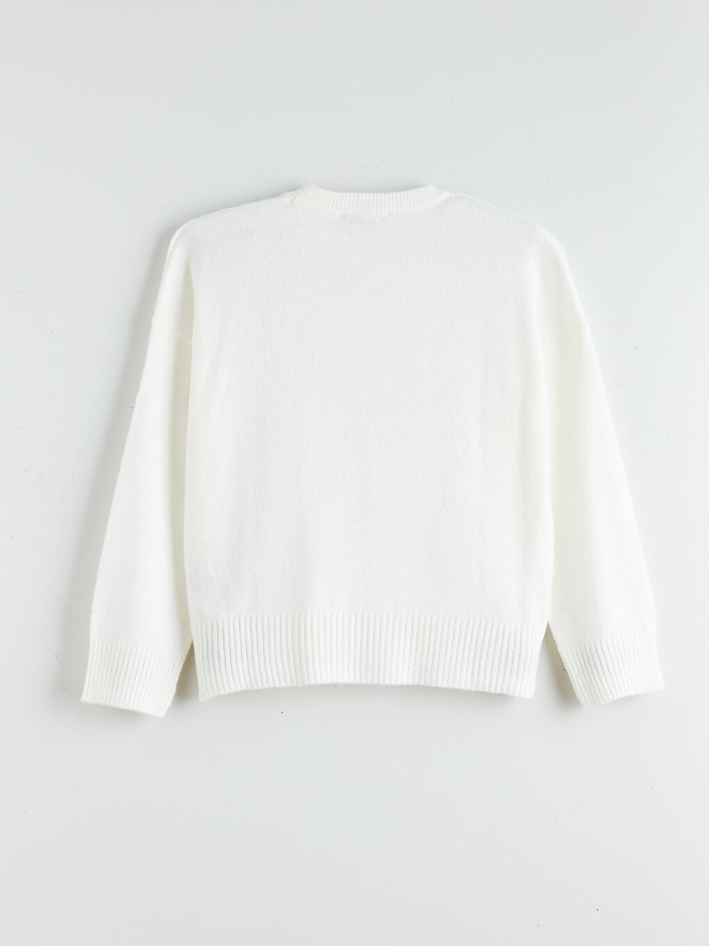 كنزة صوفية تريكو فضفاضة واسعة الحجم بياقة دائرية للنساء-10