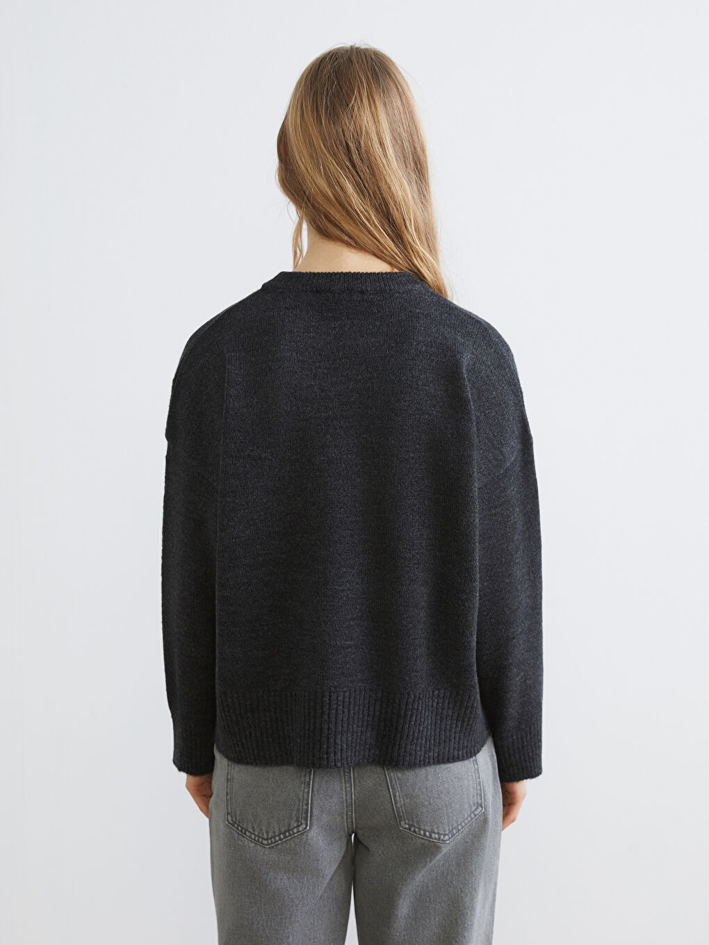 Pull-over en Tricot Oversize pour Femmes à Col Rond-3