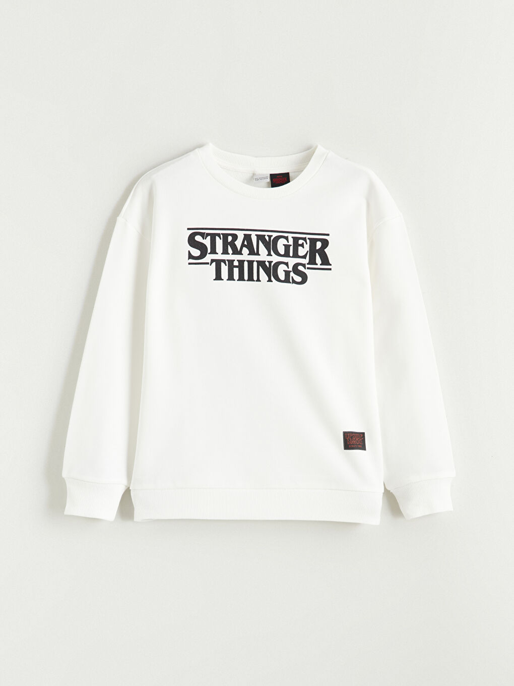 Ekru Stranger Things Baskılı Erkek Çocuk Sweatshirt-1