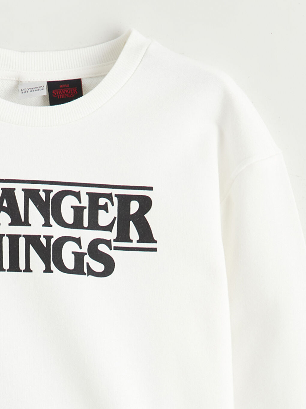 Ekru Stranger Things Baskılı Erkek Çocuk Sweatshirt-2