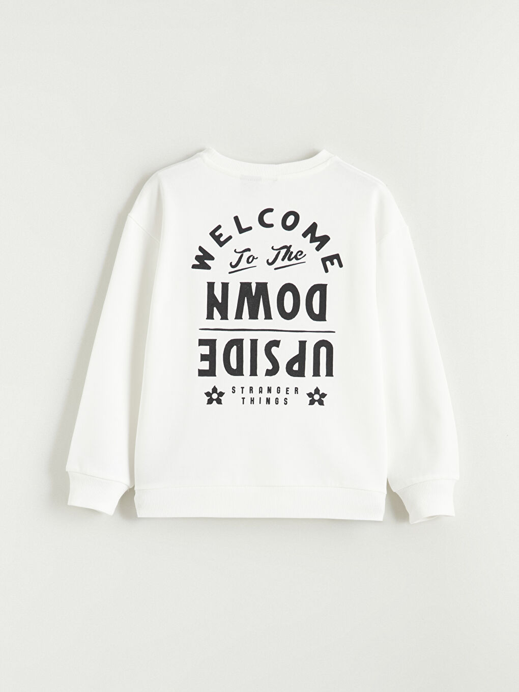 Ekru Stranger Things Baskılı Erkek Çocuk Sweatshirt-3