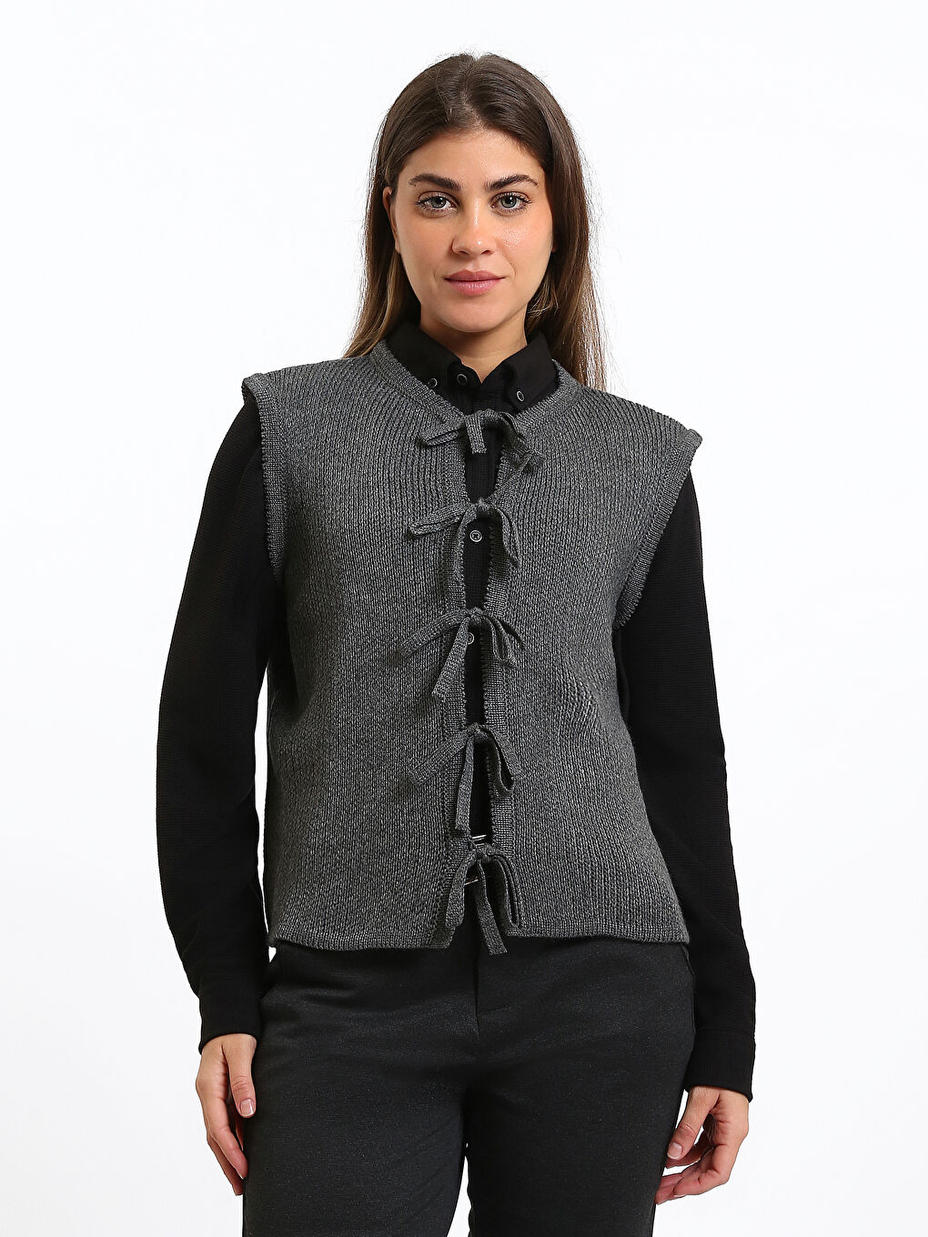 Crew Neck Women's Knitwear Waistcoat