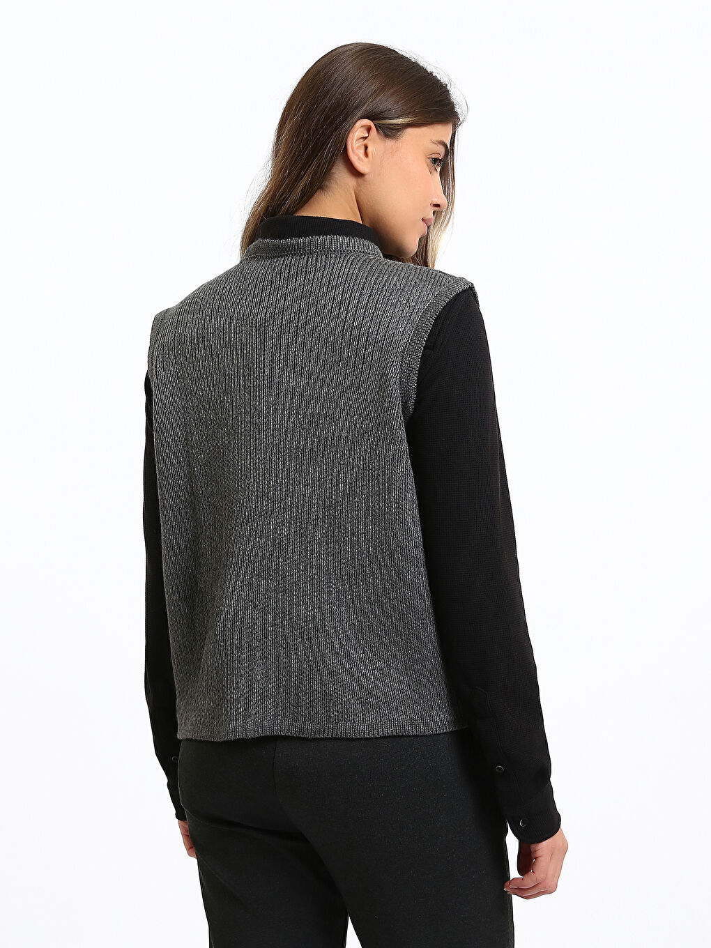 Crew Neck Women's Knitwear Waistcoat-4