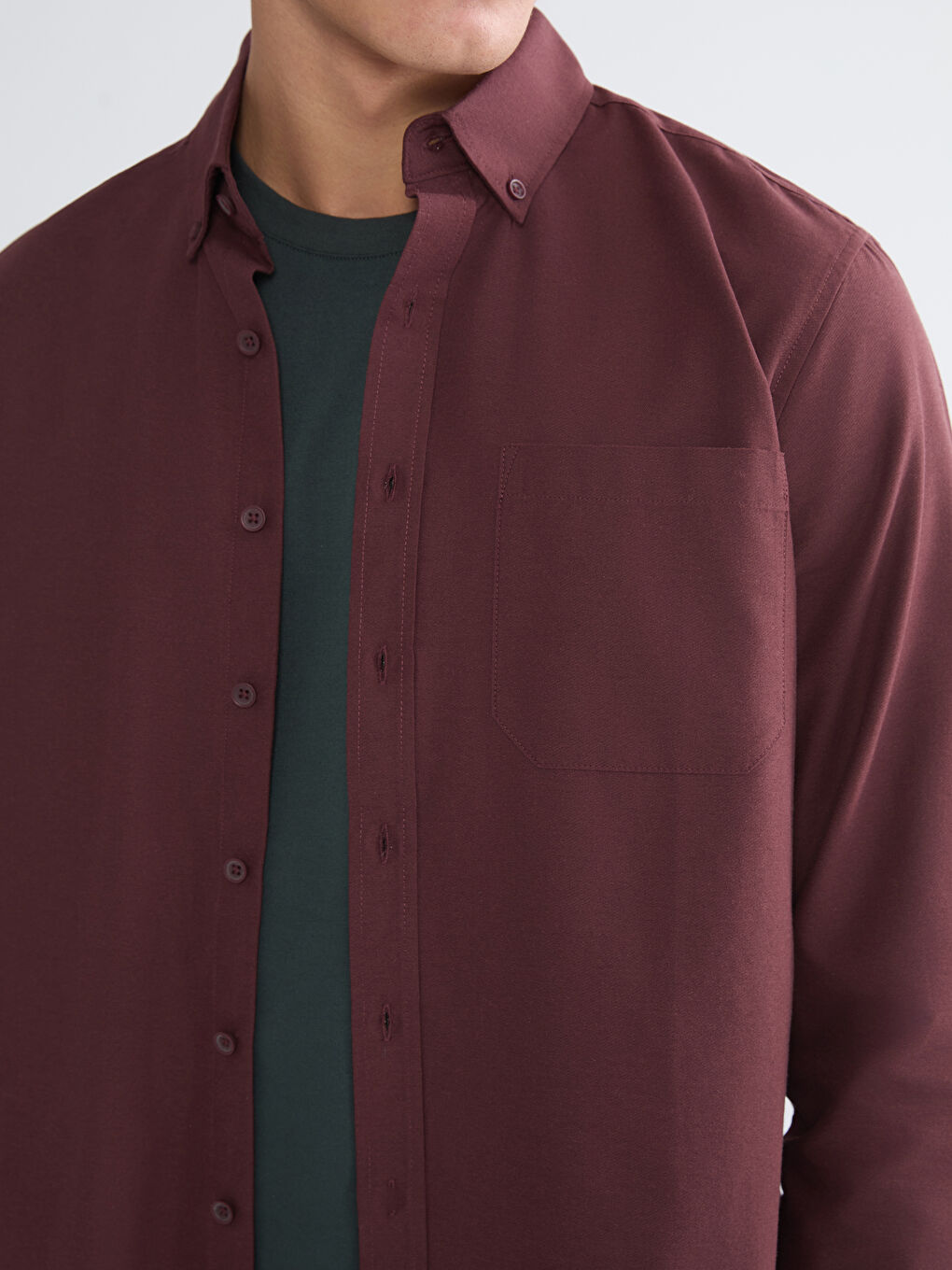 Regular Fit Long Sleeve Dobby Fabric Men's Shirt-2