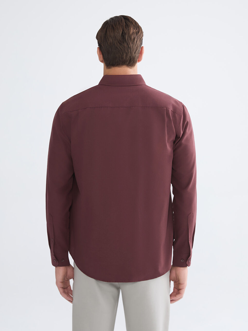 Regular Fit Long Sleeve Dobby Fabric Men's Shirt-3