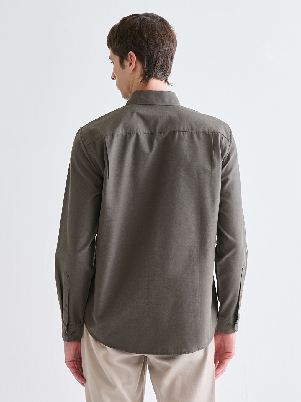 Regular Fit Long Sleeve Dobby Fabric Men's Shirt-3