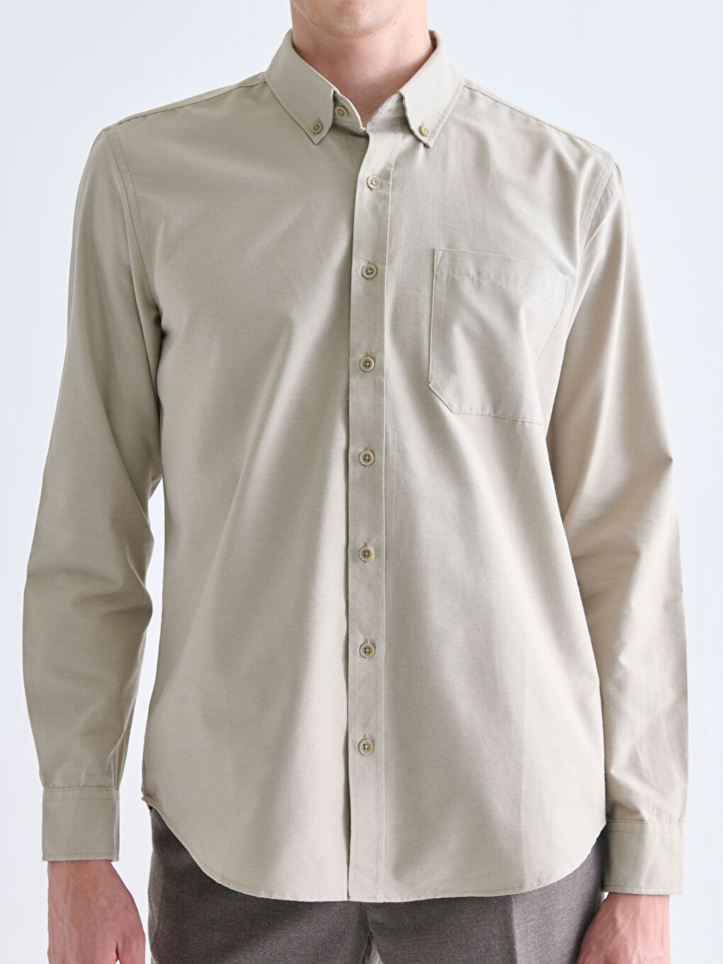 Regular Fit Long Sleeve Dobby Fabric Men's Shirt-2