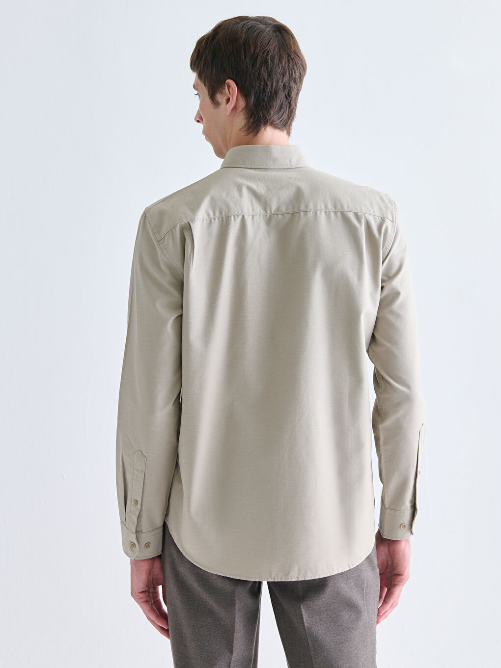 Regular Fit Long Sleeve Dobby Fabric Men's Shirt-3