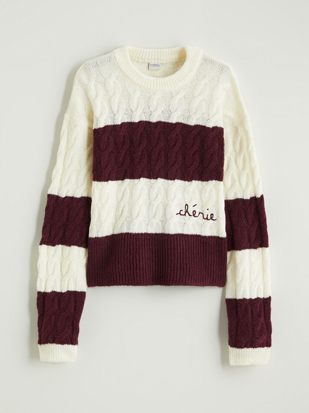 Crew Neck Color Blocked Girl's Knitwear Sweater-1