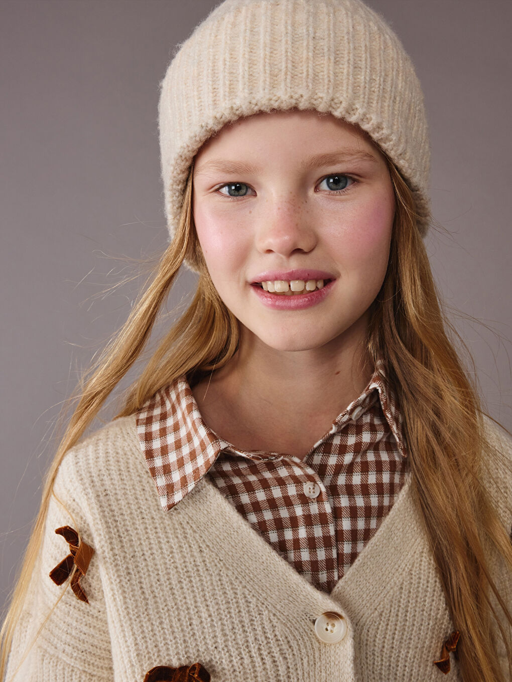 V-Neck Bow Detailed Girls Knit Cardigan-2