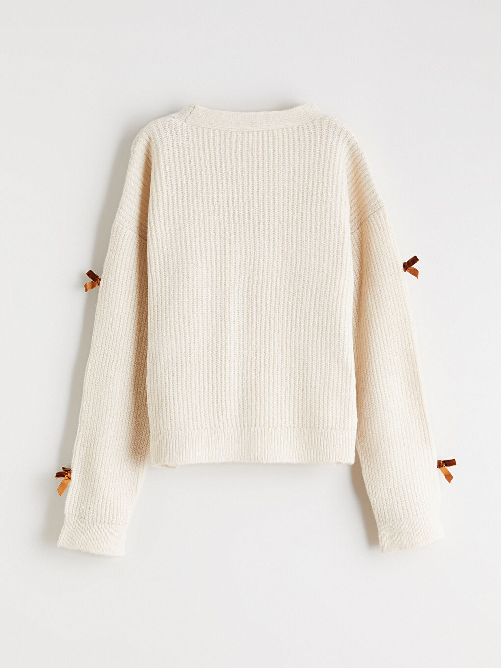 V-Neck Bow Detailed Girls Knit Cardigan-6