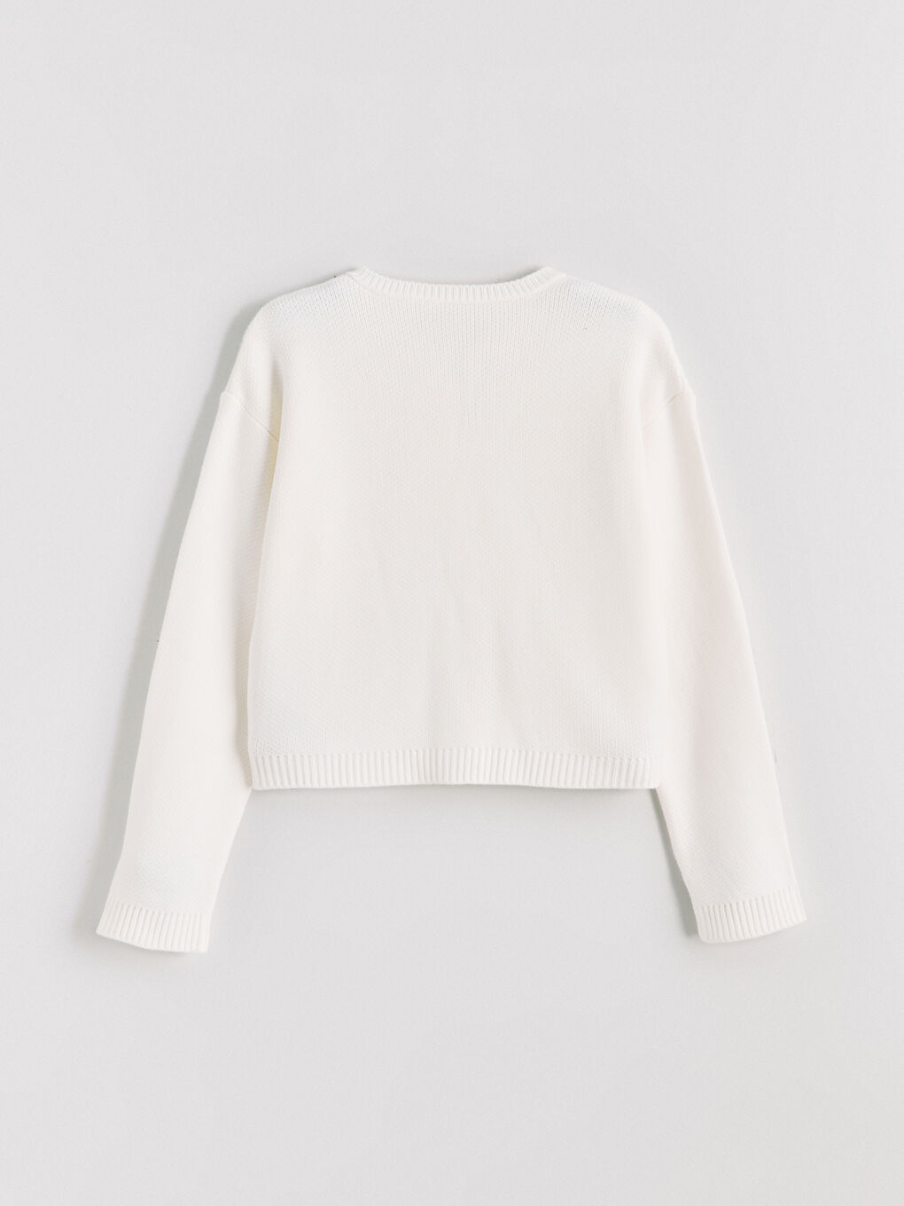 Crew Neck Girls Knitted Cardigan-3