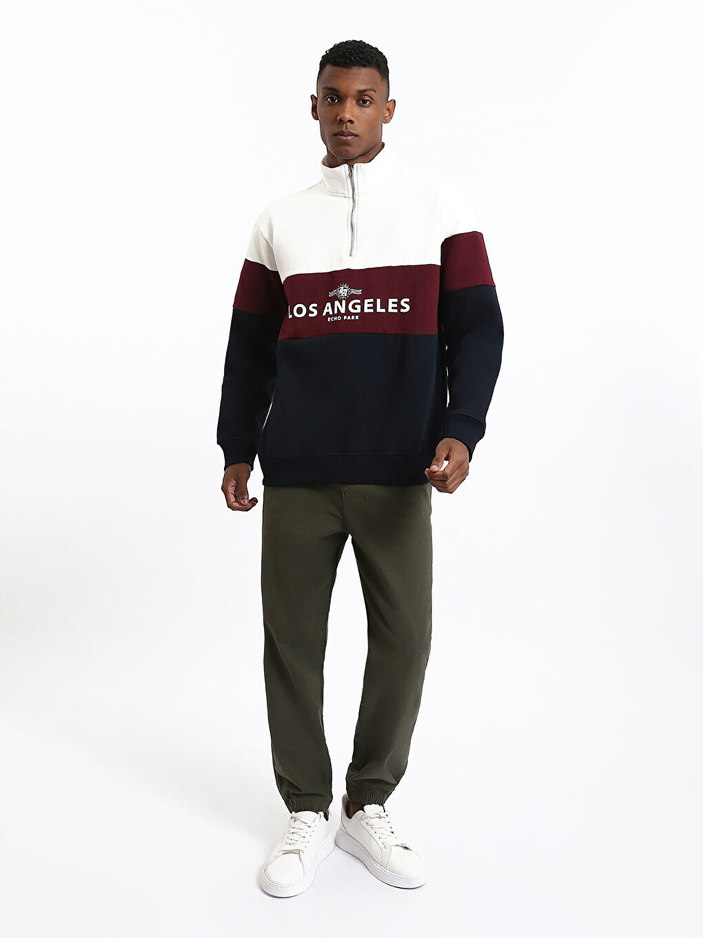 Zippered Funnel Neck Long Sleeve Men's Sweatshirt-1