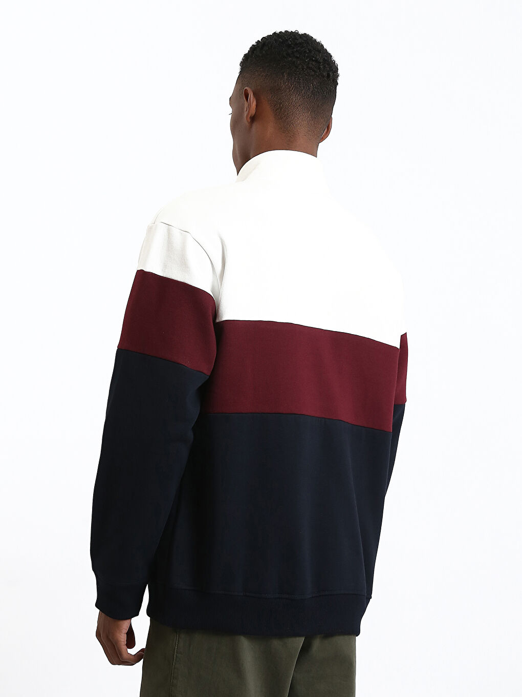 Zippered Funnel Neck Long Sleeve Men's Sweatshirt-4