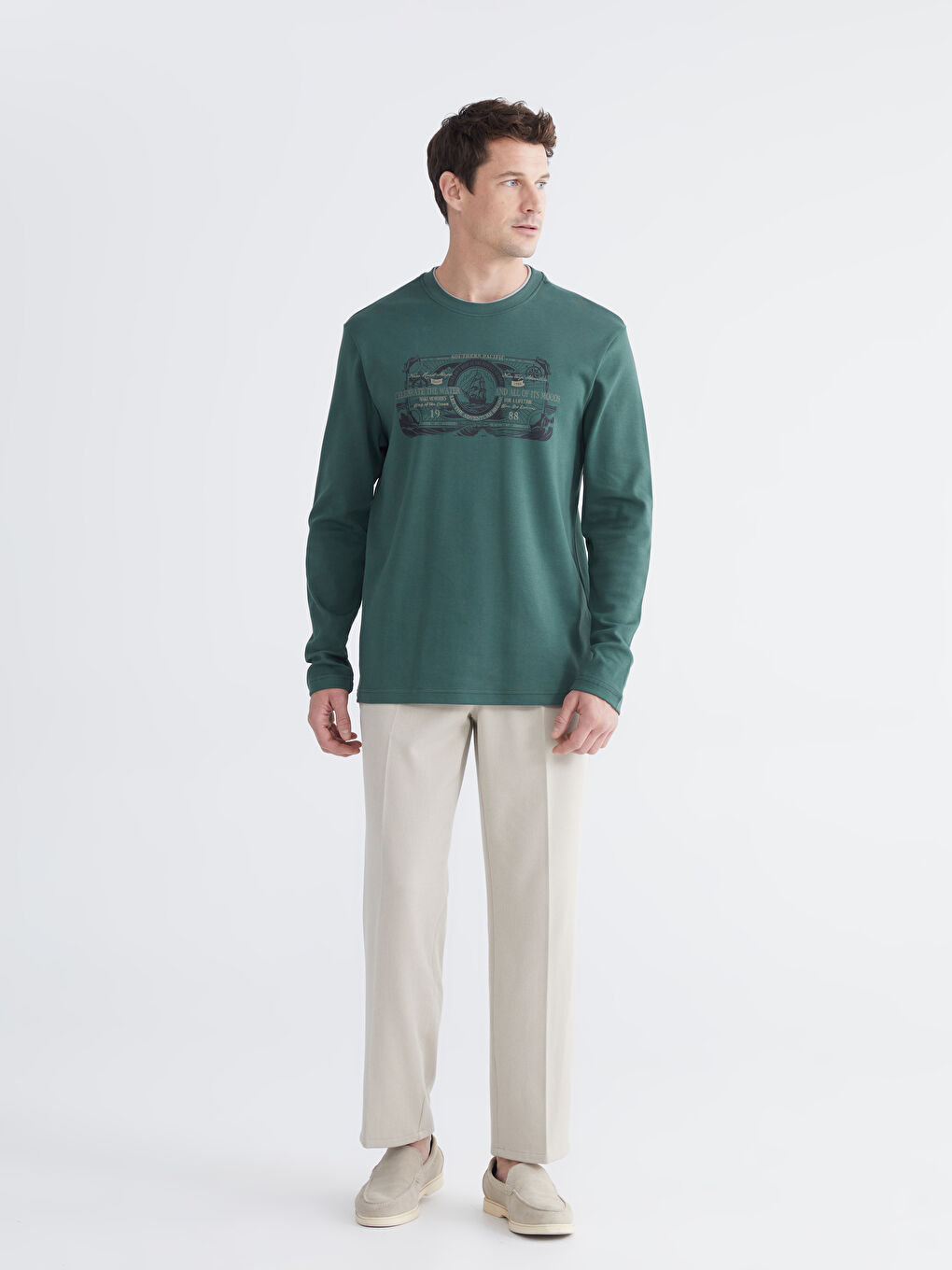 سويتشيرت رجال مطبوع بكول مدور-1