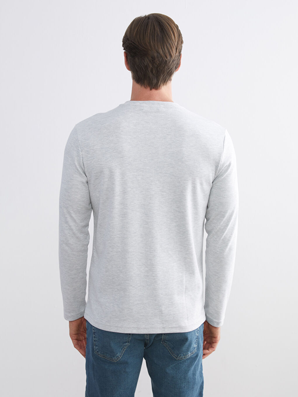 Bej Bisiklet Yaka Baskılı Erkek Sweatshirt-3