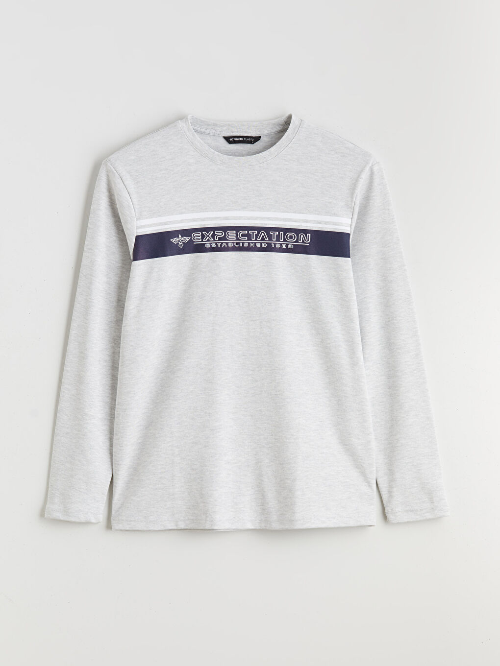 Bej Bisiklet Yaka Baskılı Erkek Sweatshirt-4