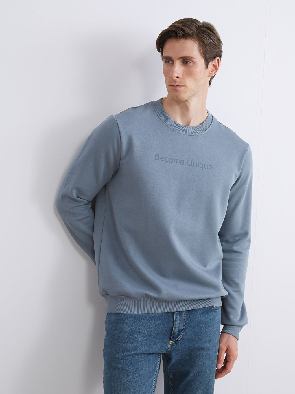 Crew Neck Printed Men's Sweatshirt