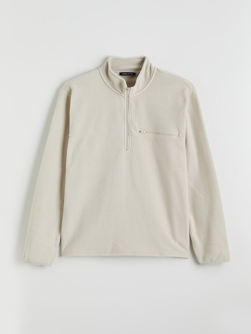 Gri Dik Yaka Polar Erkek Sweatshirt-4