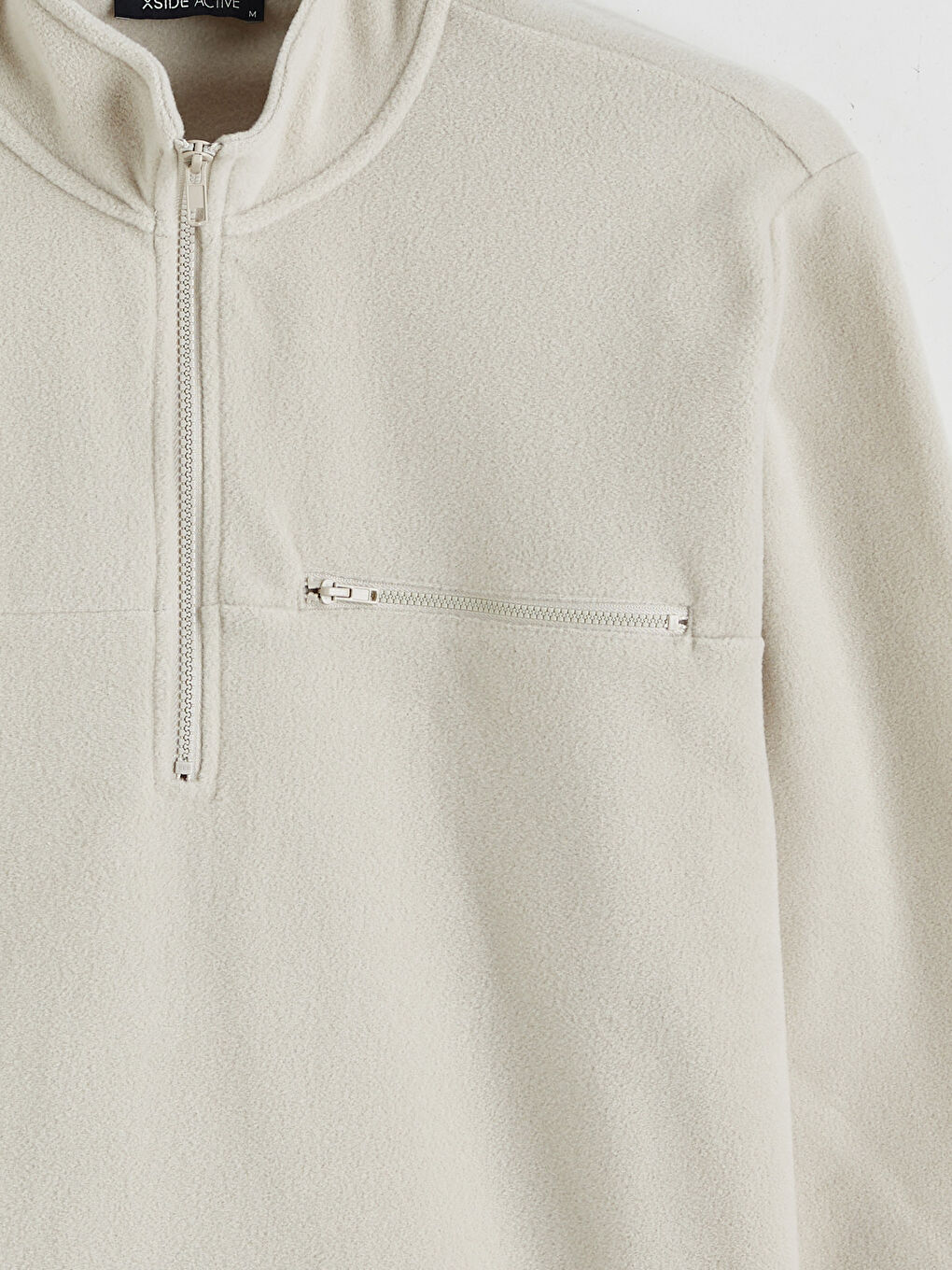 Gri Dik Yaka Polar Erkek Sweatshirt-5