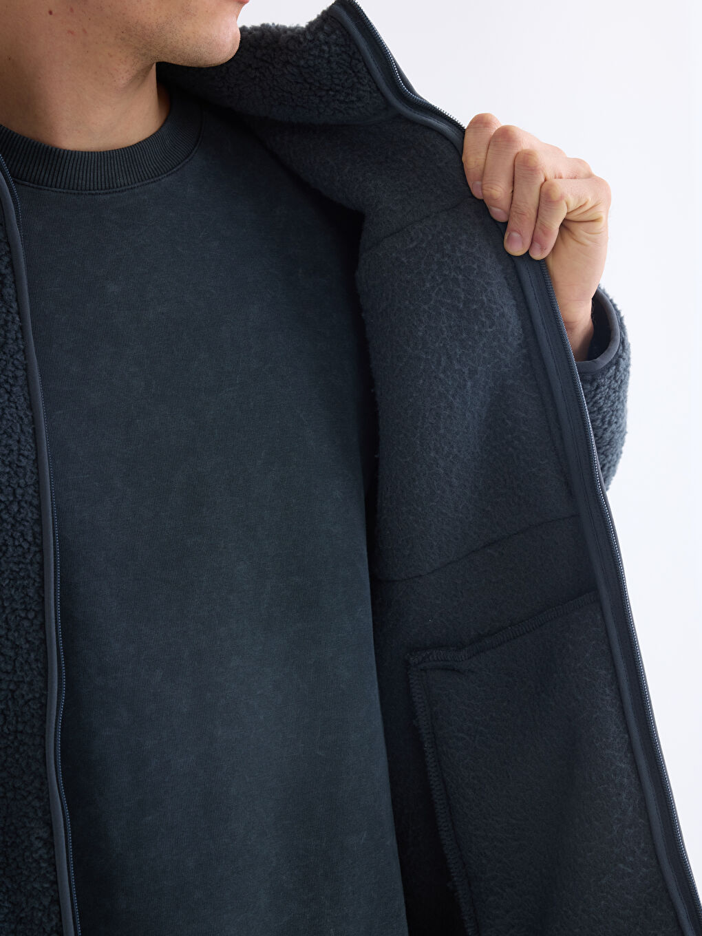 Man GREY Zip-Up Sweatshirt-3