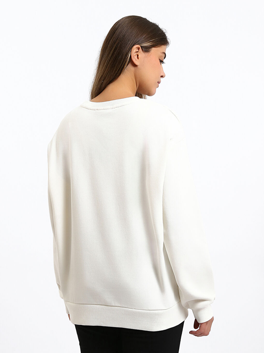 Crew Neck Minnie Mouse Printed Oversize Women's Thick Sweatshirt-4