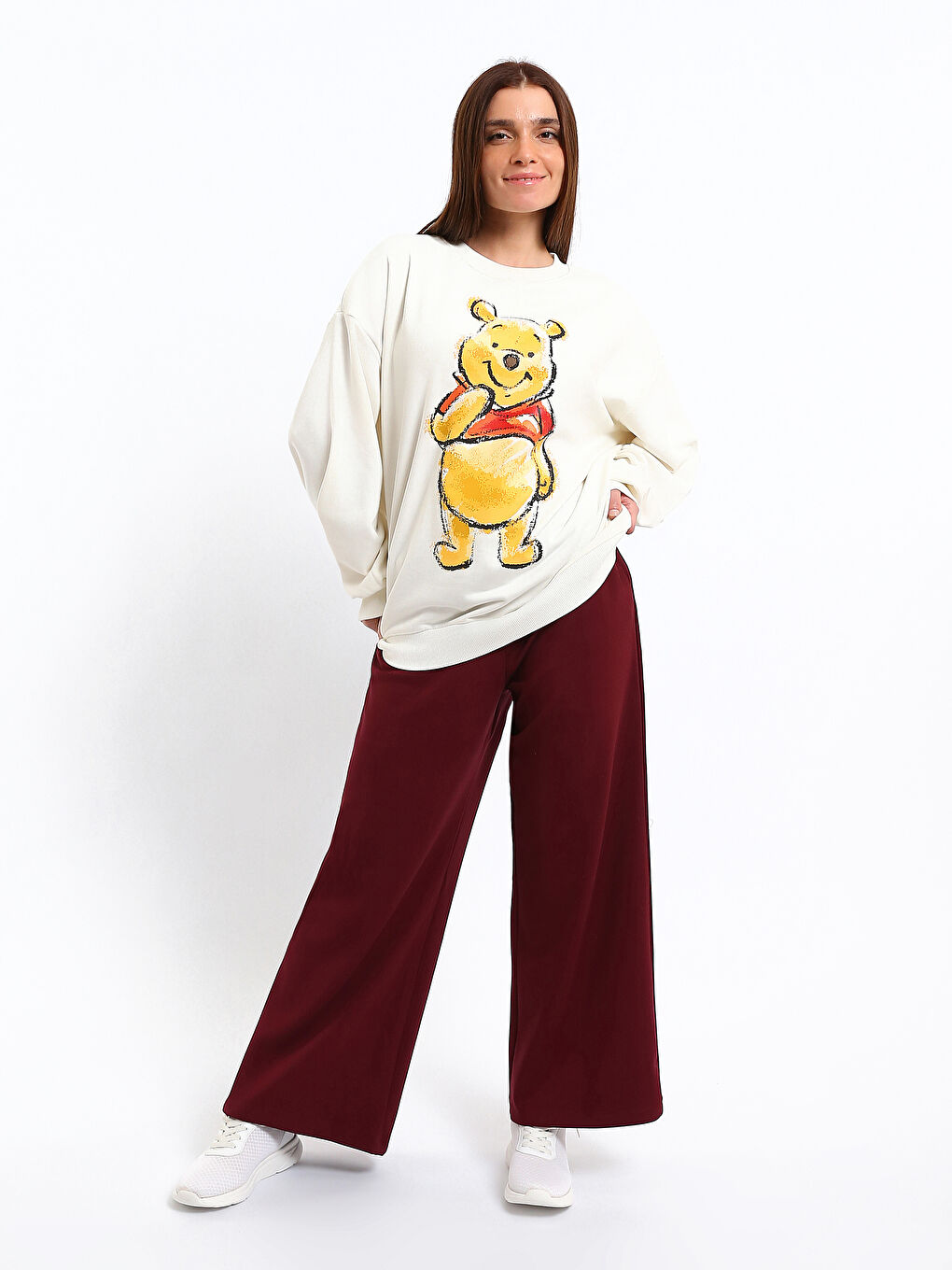Crew Neck Winnie the Pooh Printed Women's Sweatshirt-1