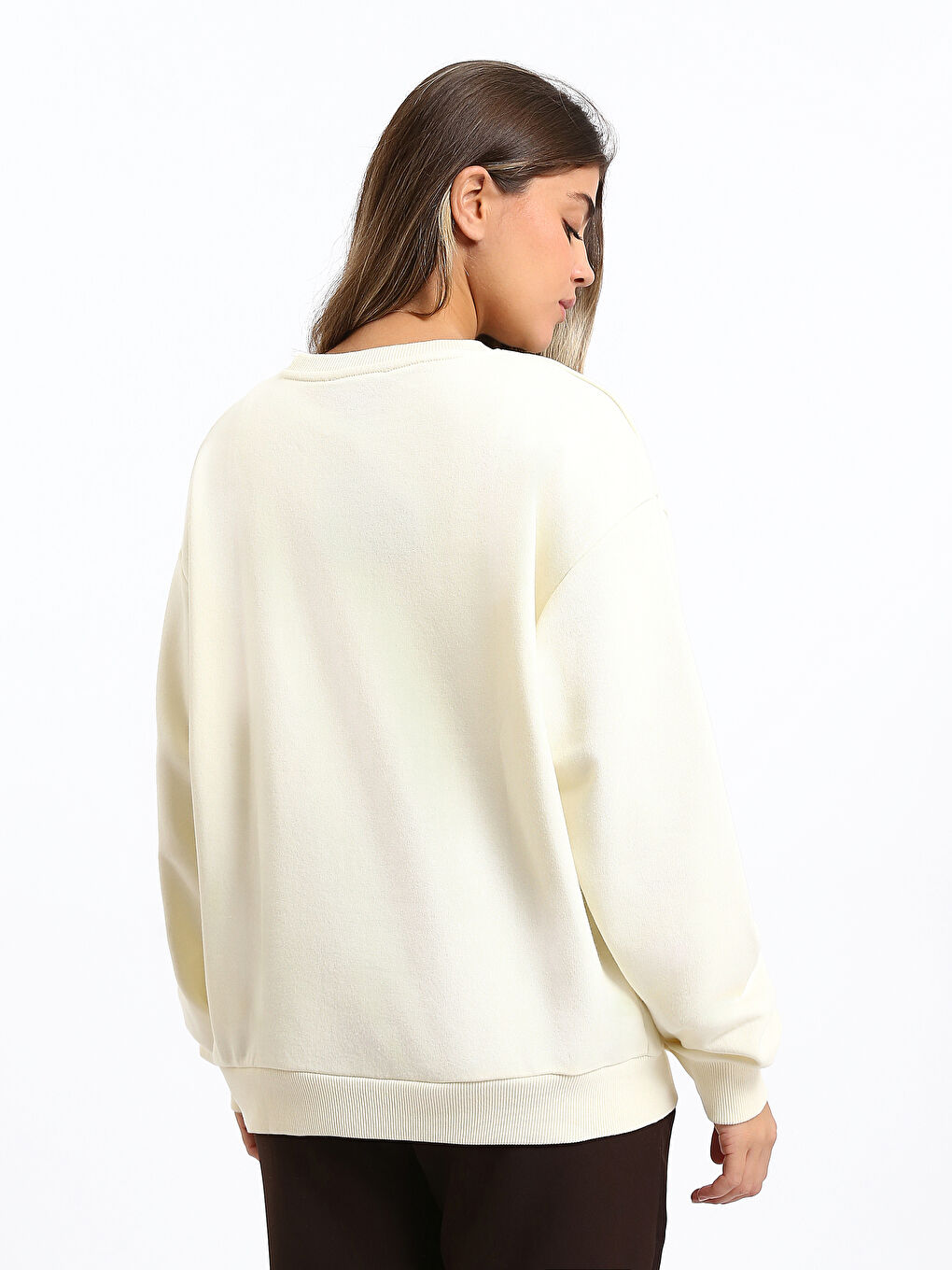 Sweat-shirt Épais Imprimé Minnie Mouse Surdimensionné pour Femmes à Col Rond-4