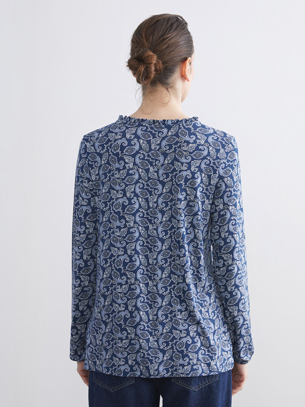 Tie Neck Patterned Blouse-3