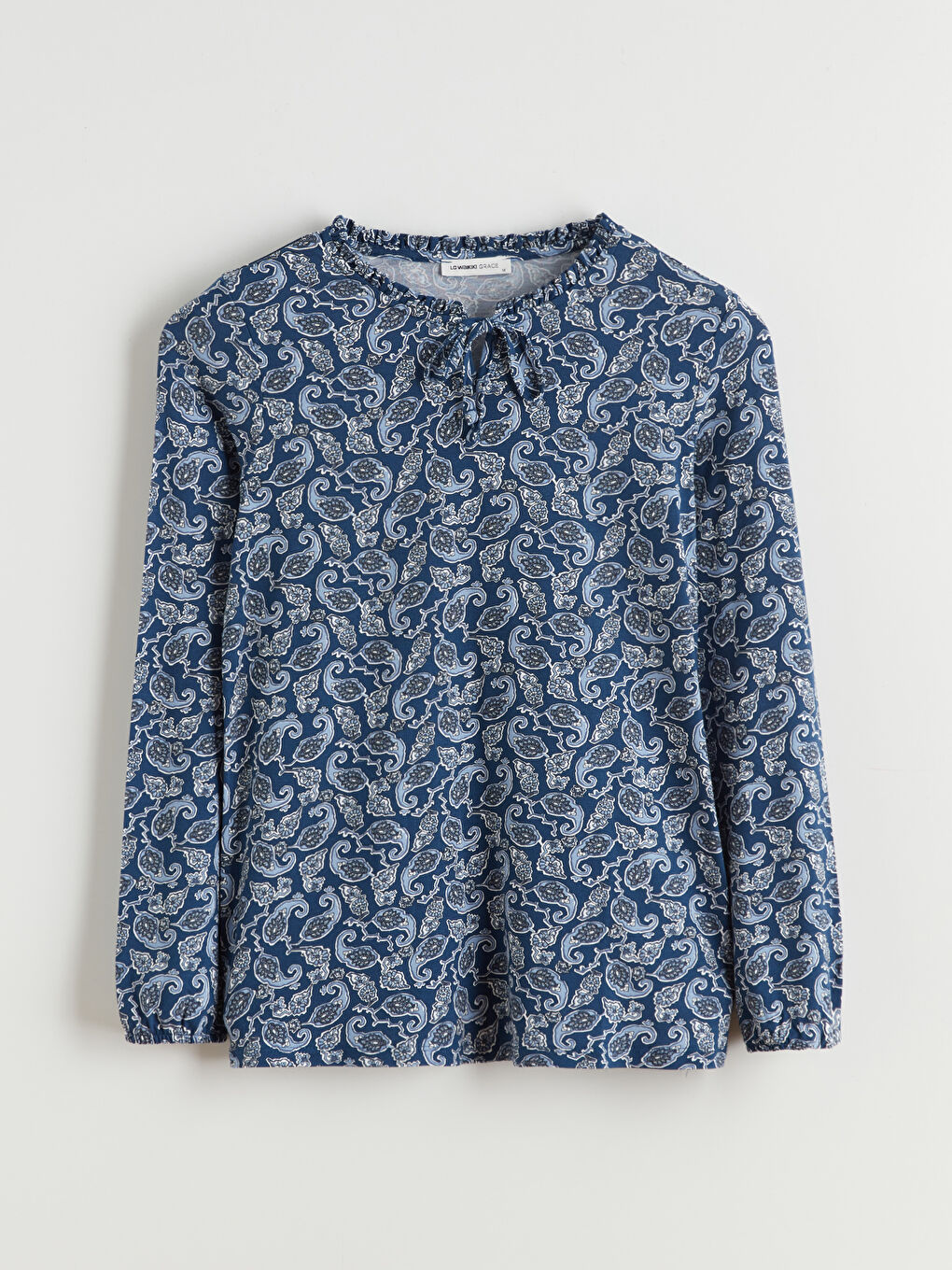 Tie Neck Patterned Blouse-4