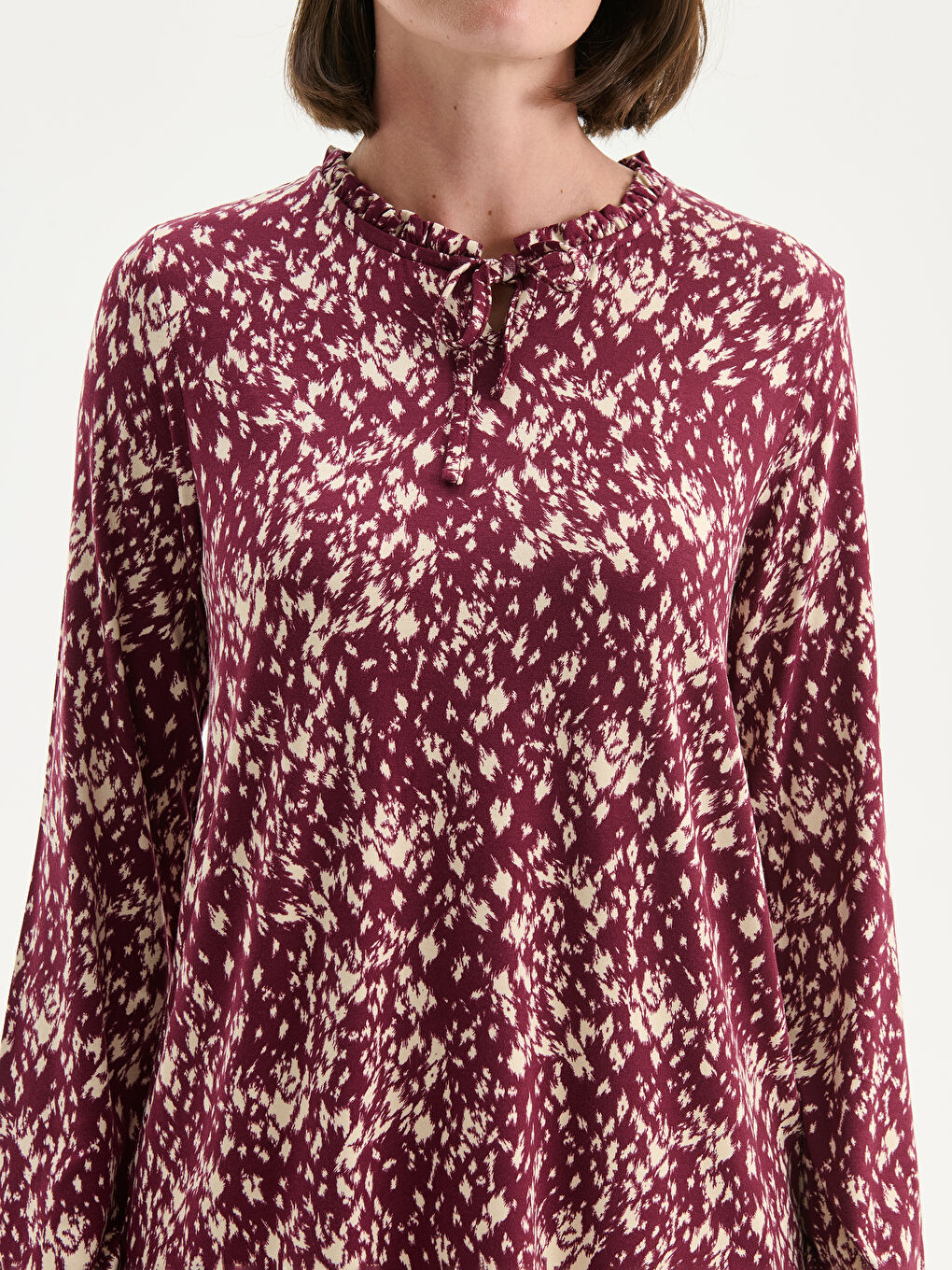 Tie Neck Patterned Blouse-3